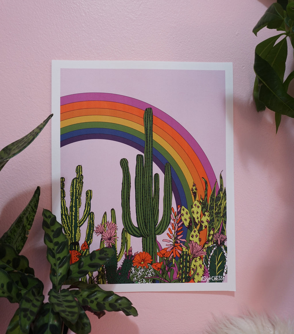11x14 Rainbow Cactus Art Print