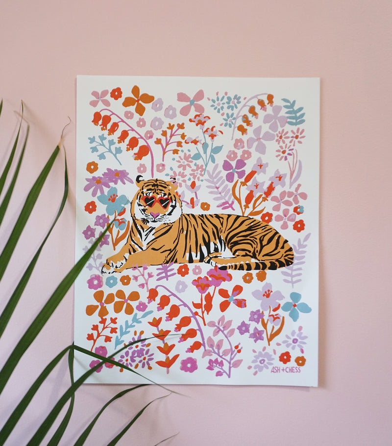 11x14 Flower Tiger Art Print