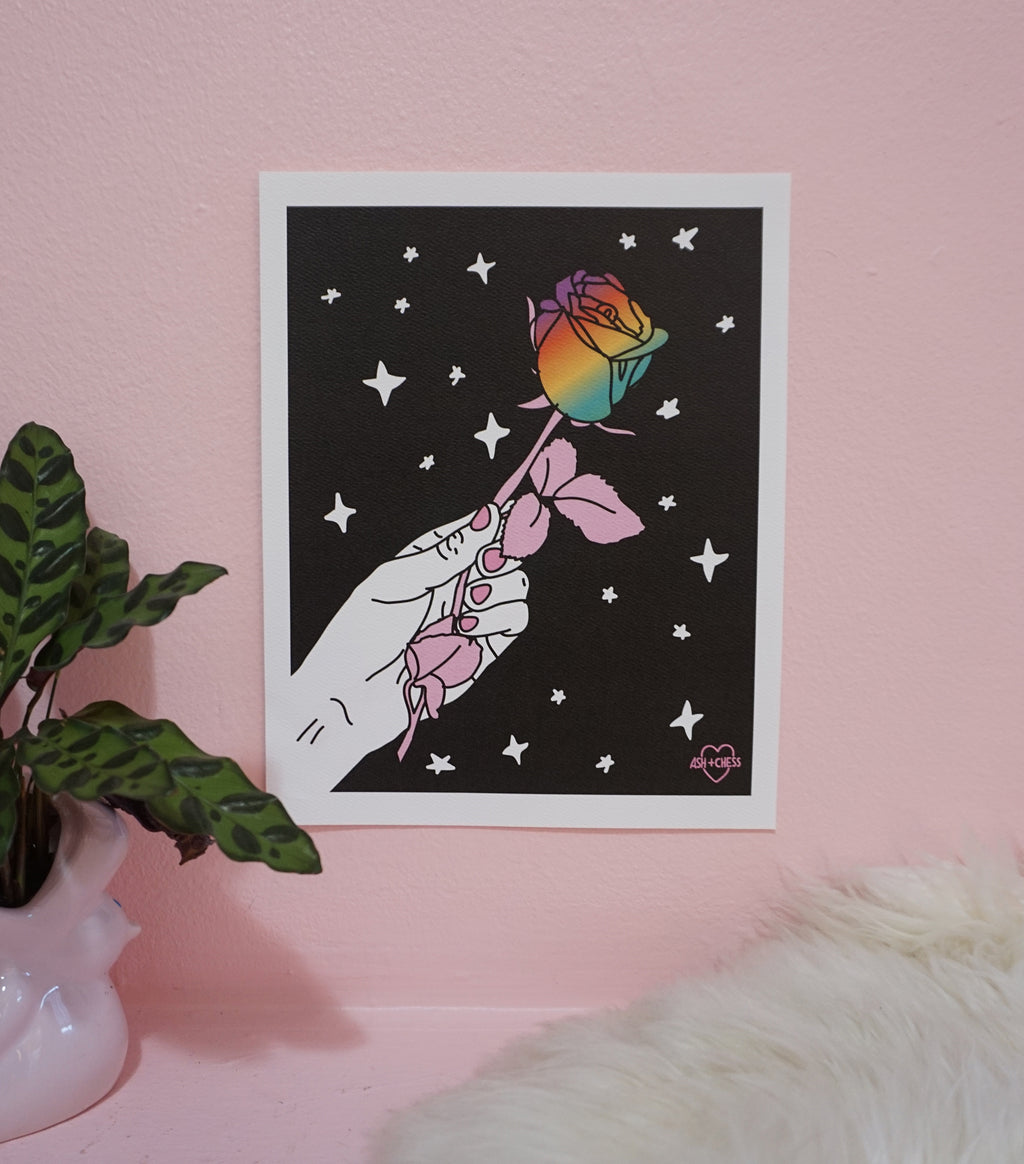 8x10 Rainbow Rose Small Art Print